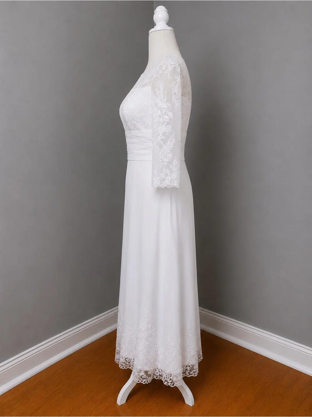 #43-14 White chiffon lace high/Low hem cocktail dress  1X/Size 16W